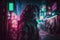 Cyberpunk samurai neon futuristic portrait bokeh