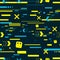 Cyberpunk Seamless Pattern, Glitch Effect, graphic from Future. Material for apparel, clothing, textile