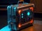 cyberpunk suitcase with encryption technology inside