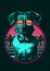 Cyberpunk synthwave vaporwave robot dog pet animal design