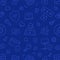 Cybersecurity blue seamless pattern. Vector on blue background included line icons as person in hood, hacker, shield