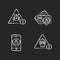 Cybersecurity chalk white icons set on black background