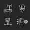 Cybersecurity chalk white icons set on black background