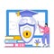 Cybersecurity education vector illustration concept with characters. Awareness training, best practices, online safety education.
