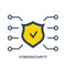 Cybersecurity Icon. Shield with Checkmark Cyber Secure Concept. Data Protection Logo. Approved Safety Tech Information