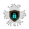 Cybersecurity lock cryptocurrency and passwords. vector illustration