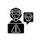 Cyberstalking black glyph icon