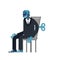 Cyborg businessman Clockwork key. Robot office. Artificial Intel