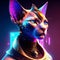 Cyborg cat portrait. 3D rendering. Sci-fi style. generative AI