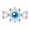 Cyborg eye icon cartoon isolated