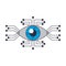 Cyborg eye icon cartoon isolated