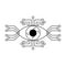 Cyborg eye icon cartoon isolated in black and white