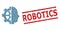 Cyborg Gear Recursive Composition of Cyborg Gear Icons and Scratched Robotics Seal Stamp