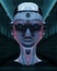 Cyborg head artificial intelligence 3D rendering