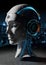 Cyborg head artificial intelligence 3D rendering