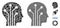 Cyborg head circuit Mosaic Icon of Ragged Items