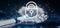 Cyborg holding a Binary cloud with internet security padlock 3d rendering