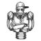 Cyborg robot rapper sketch engraving vector