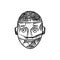 Cyborg robot. Vintage metal head sketch. Artificial intelligence. Engraving vector illustration. Line icon. Scratch