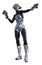 Cyborg Warrior, futuristic woman armed with guns, 3d illustration