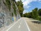 Cycle footstep with a graffiti wall to Rome in Italy.