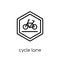 Cycle lane sign icon. Trendy modern flat linear vector Cycle lan