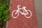 Cycle path pedestrian warning sign. Sidewalk markings. Background