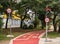 Cycle route red traffic light signs