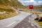 Cycle route sign on scenic mountain road in Southern Norway