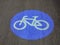 Cycleway sign projected on the snowy ground