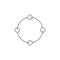 Cyclic rotation linear icon, four circles instead of arrows recycling recurrence, renewal line symbols on white background -