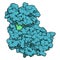 Cyclin-dependent kinase 6 (CDK6) bound to the inhibitor ribociclib. Enzyme involved in cell cycle regulation and target of several