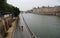 Cycling along the Seine in the rain, Paris