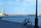 Cycling Around the Old Port of Chania with the Historic Lighthouse, Crete Island, Greece