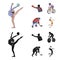 Cycling, boxing, ice hockey, volleyball.Olympic sport set collection icons in cartoon,black style vector symbol stock