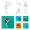 Cycling, boxing, ice hockey, volleyball.Olympic sport set collection icons in outline,flat style vector symbol stock