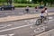 Cycling corridor on Rachel Street in the Rosemont â€“ La Petite-Patrie borough during Corovanirus Covid-19 pandemic