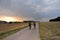 Cycling couple on a road