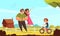 Cycling Family Background Illustration