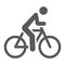 Cycling glyph icon, sport and bike, man on bicycle sign, vector graphics, a solid pattern on a white background.