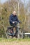 Cycling male senior enjoys the spring weather, Brabant, Netherlands