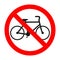 Cycling is prohibited illustration. Riding bike is not allowed image. Bicycles are banned.