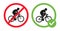 Cycling prohibited and riding bikes allowed vector flat illustration isolated on white background.