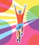 Cycling race winner vector flat design illustration