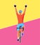 Cycling race winner vector flat design illustration