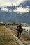 Cycling by the riverside in deep tibet valley