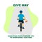 Cycling rules for traffic safety, give way bicycle hand signals.