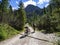 Cycling scene on the dolomites