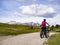 Cycling scene on the dolomites