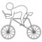 Cycling. Sketch. Vector icon. The athlete pedals on the bike. Overcoming the distance for speed. Isolated white background.